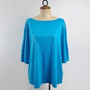 Diane Gilman DG2 Turquoise Sequin Top NWT